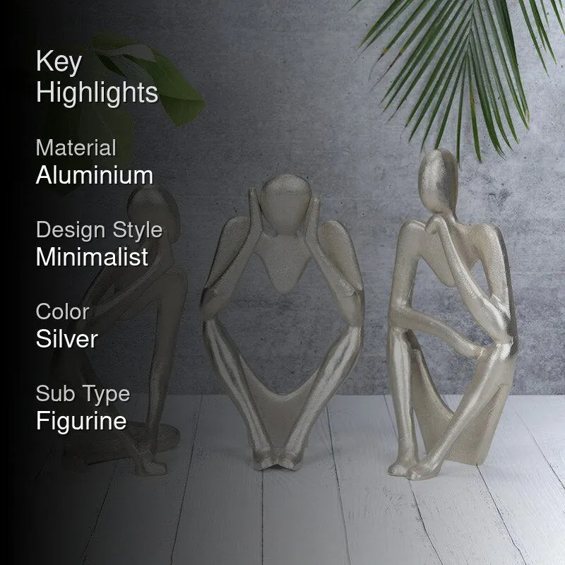 Human Ponder Showpiece (Silver) - Set Of Three media 2