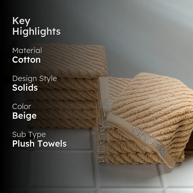 Nautica Riviera Soft Cotton Hand & Face Towel (Light Tan) - Set Of Twelve media 2