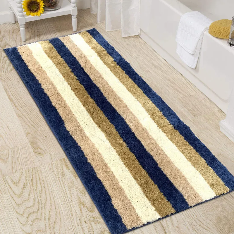 Jericho Luxe Micro Fiber Runner Rug - Blue, Beige media 1