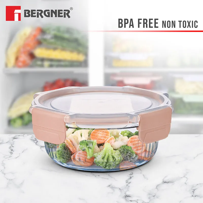 Bergner Seal Tiff Airtight Glass Tiffin Box (Peach) - 950 mL media 3
