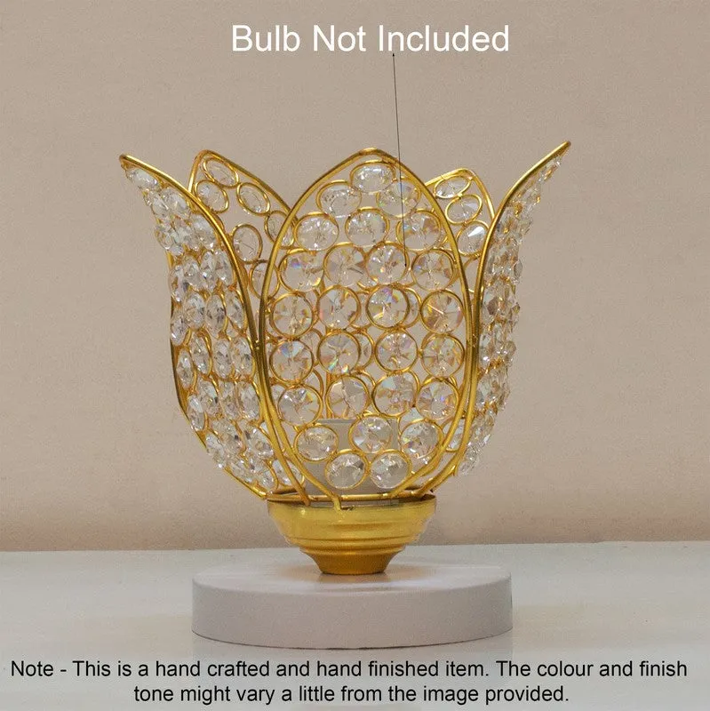 Floral Culture Metal Table Lamp - Gold,White media 4