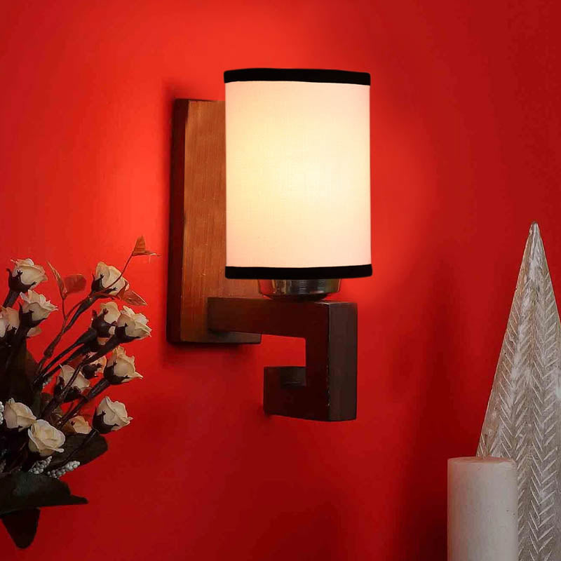 Vouguish Cylindrical Wooden Wall Lamp