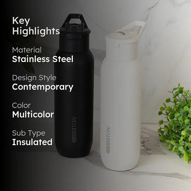 Sleek Sip Hot & Cold Thermos Water Bottle (Black & White, 630 mL Each) - Set Of Two media 2