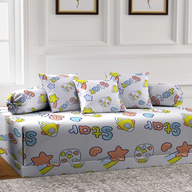 Toonyra Stars Printed Diwan Set - Six Piece Set media 3