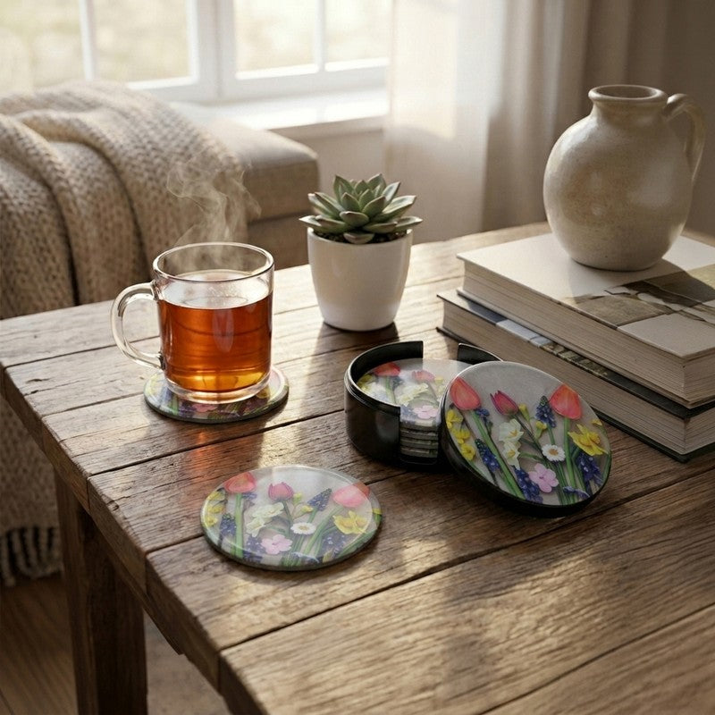 Early Bloom Melamine Coaster Set - Eight Piece Set