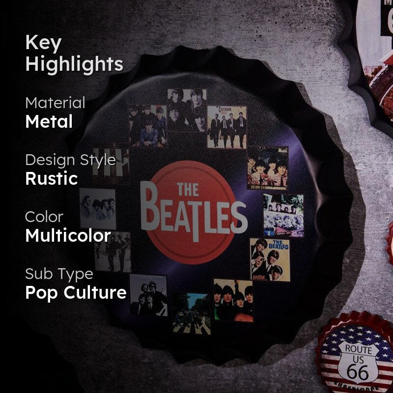 The Beatles Cd Bottle Cap Metal Wall Accent media 2