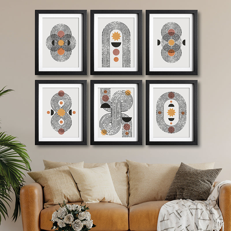 Modern Pattern Wall Art With Frame - Set Of Six