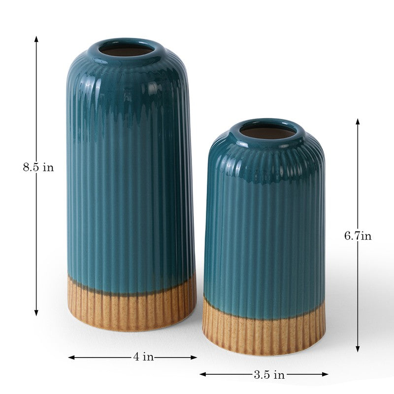 Nordic Blue Ceramic Minimal Vase - Set Of Two media 9