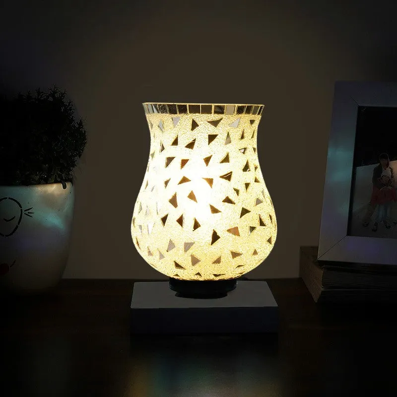 Glimelle Mosaic Glass Table Lamp With Wooden Base - Multicolor media 3
