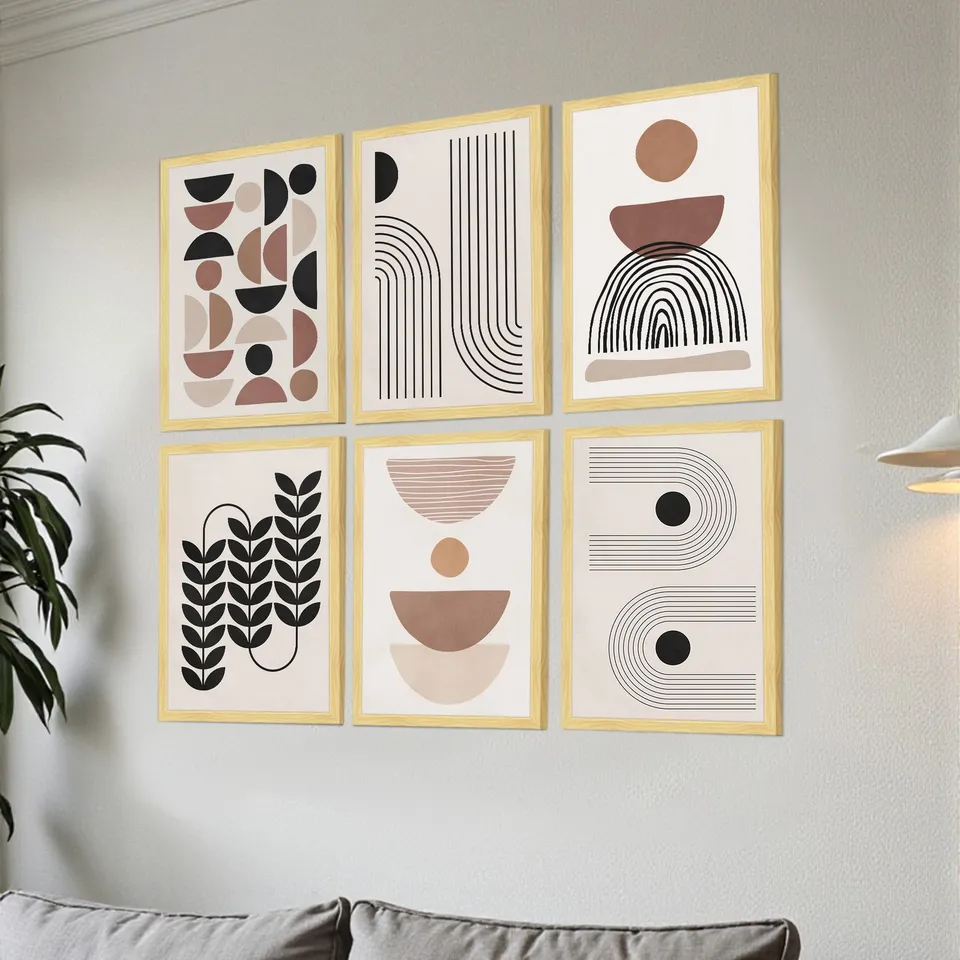 Caliora Soft Tone Abstract Wall Art - Set of Six media 2