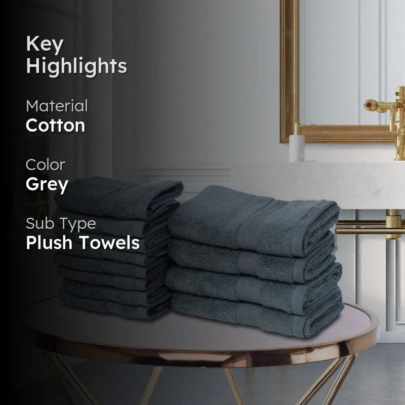 Miorah Hand & Face Towel Combo (Grey) - Set Of Twelve media 2