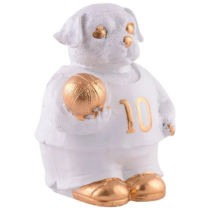 Dribble Dog Painted Polyresin Showpiece - White media 3