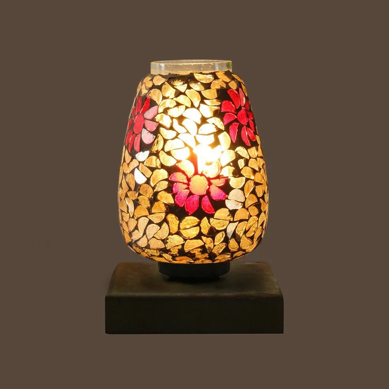 Glowfrost Mosaic Glass Table Lamp With Wooden Base - Multicolor media 7