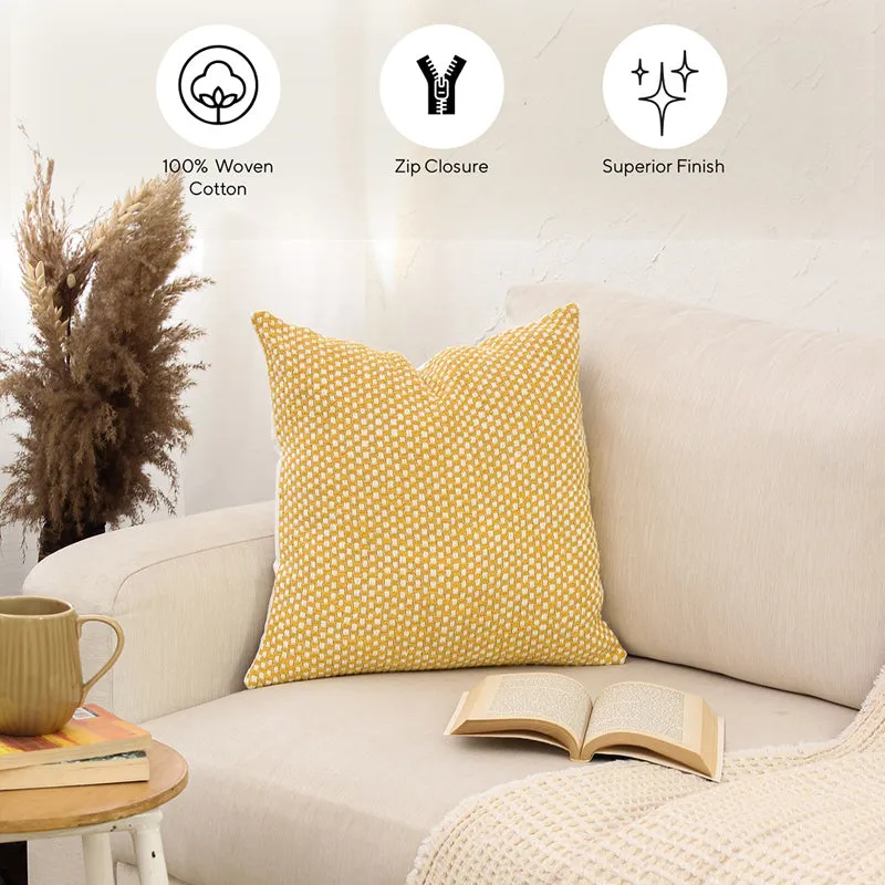 Formess Woven Cotton Cushion Cover (Yellow) - Set Of Two media 8