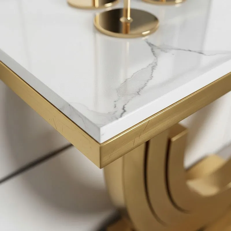 Triple Arc Metal Console Table with Marble Top - Small media 3