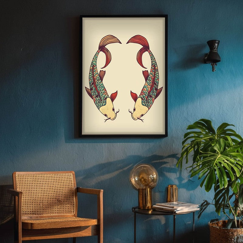 Decorative Bird Illustration Canvas Wall Painting  With Black Frame media 5