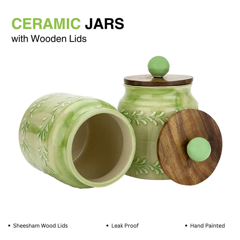 Palis Ceramic Jar With Lid(500 mL Each) - Set Of Two media 3