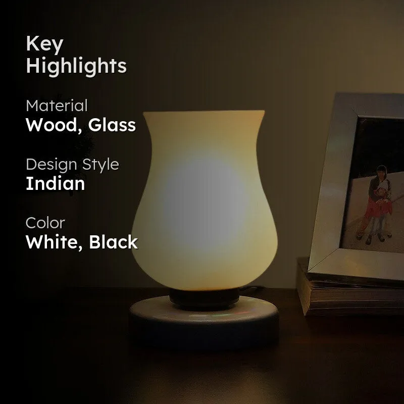 Milkyway Glass Table Lamp With Wooden Base - White media 2
