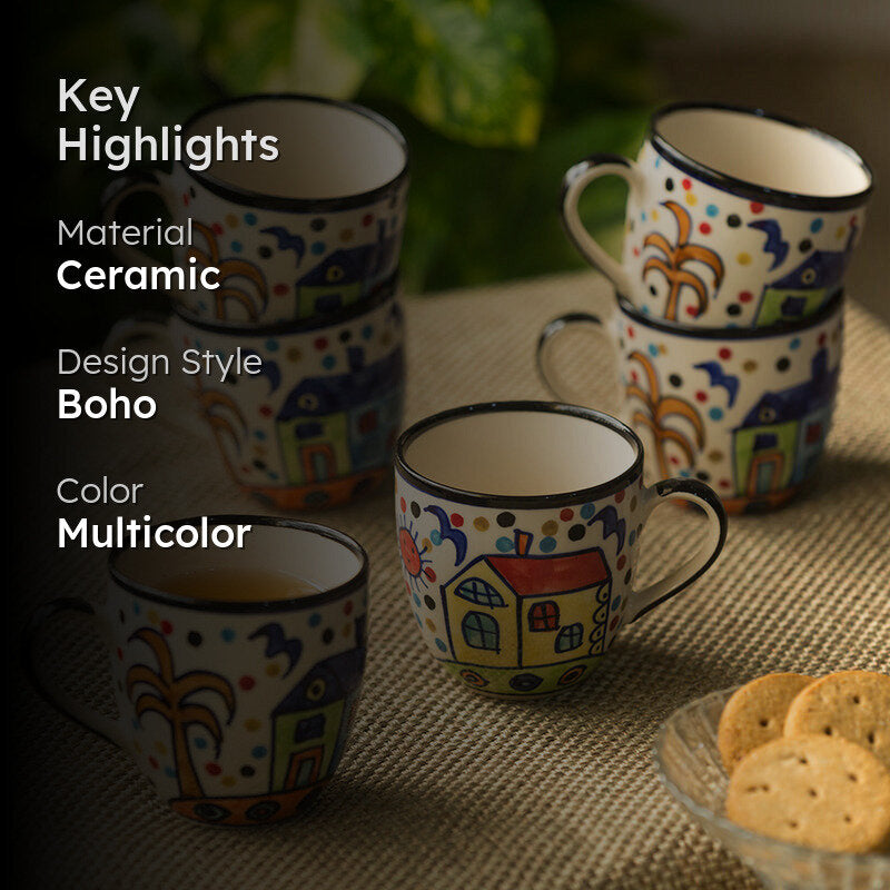 Sweet Ceramic Tea Cup (180 mL Each) -  Set of Six media 2