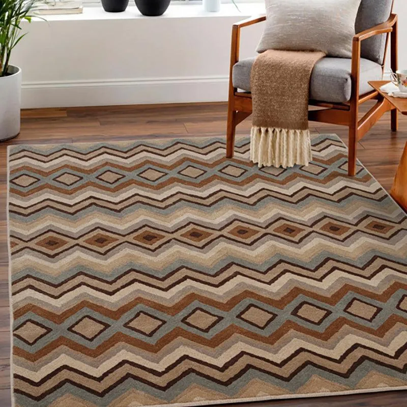 Shelob Geometric Wool & Nylon Carpet - Beige & Green media 3