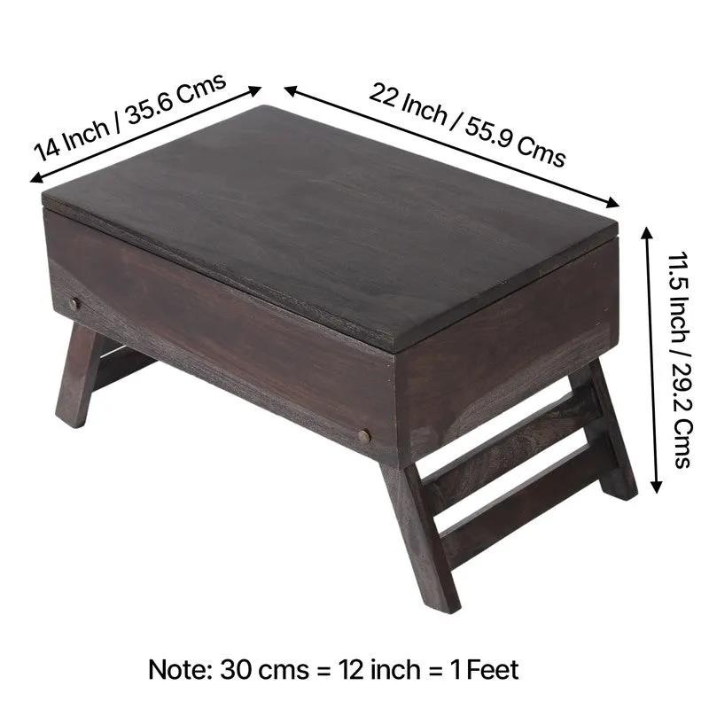 Nverox Sheesham Wooden Side & Bedside Table - Brown,Black media 12