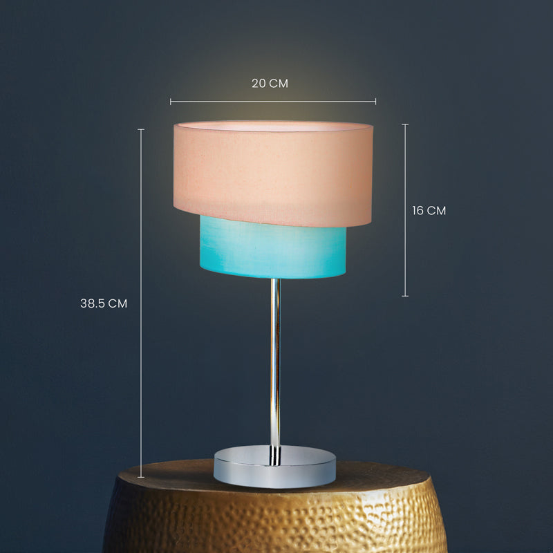 Stellar Lady Metal LED Fabric Table Lamp - Peach,Blue media 5