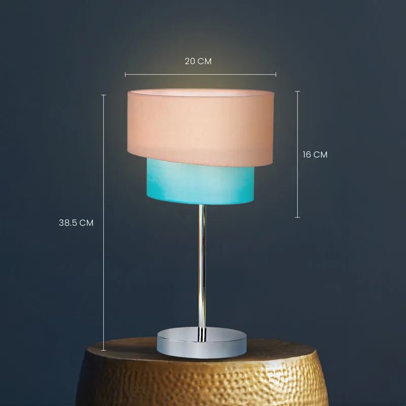 Stellar Lady Metal LED Fabric Table Lamp - Peach,Blue media 5