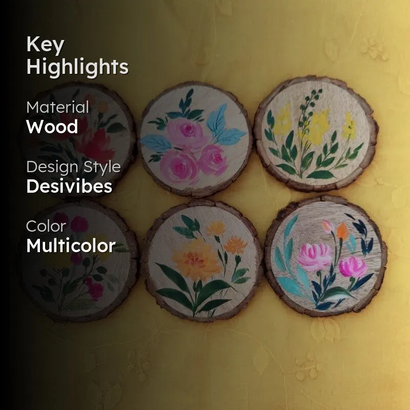 Refo Bloom Handpainted Coaster -  Set Of Six media 2