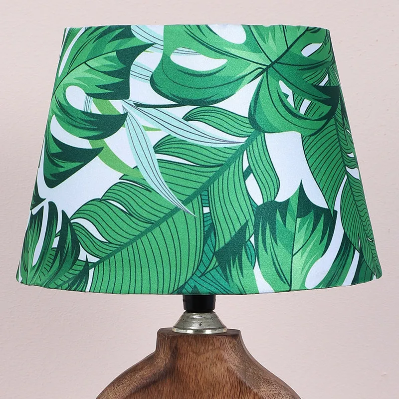 Kaizen Hewn Printed Mango Wood Table Lamp - Green,White,Brown media 3