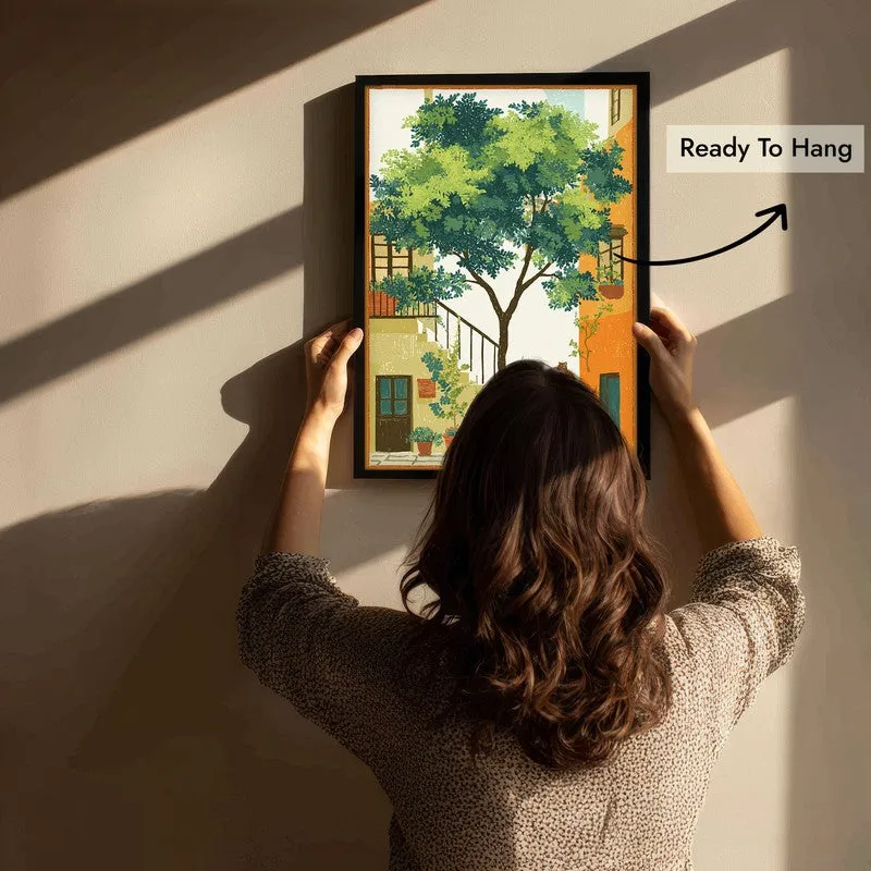 Verdara Courtyard Canvas Wall Painting With Black Frame media 5