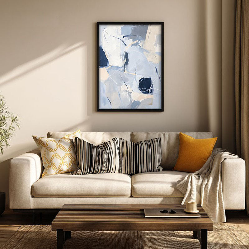 Cobalt Flux Framed Canvas Wall Painting