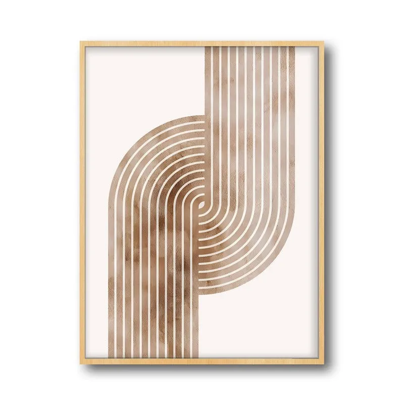 Flowing Symmetry Canvas Wall Painting With Brown Frame media 3
