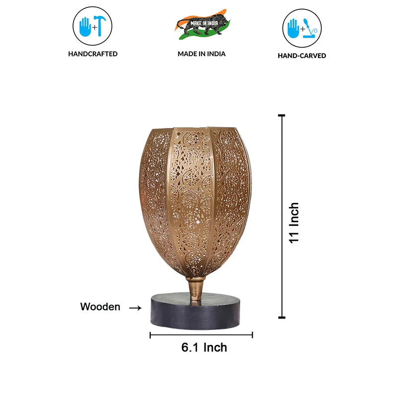 Mehela Etched Metal Table Lamp With Black Base - Gold media 5