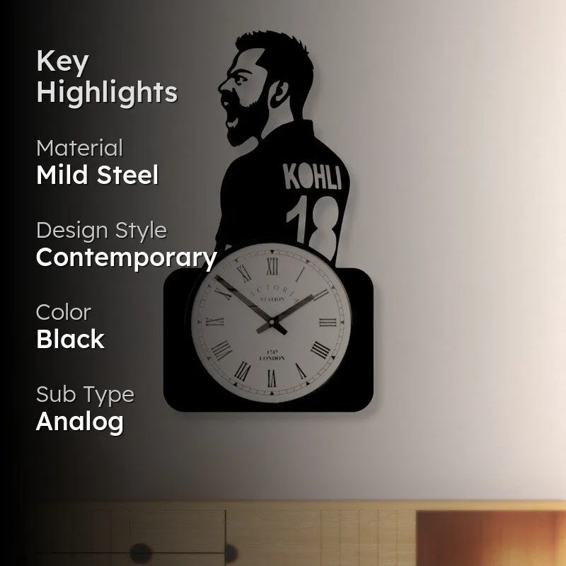 Kohli Steel Analog Wall Clock - Black media 2