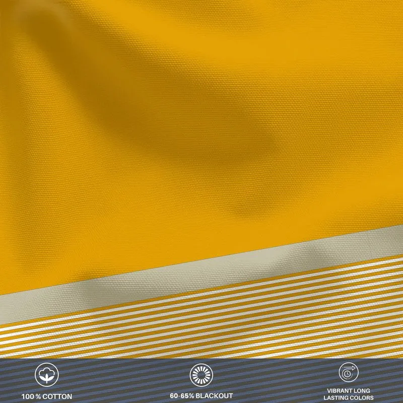 Urban Space Stripped Yellow Cotton Curtains - Set Of Two media 4