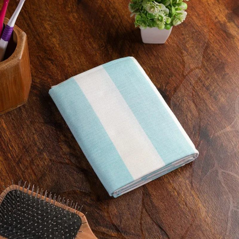 Swaddlix Striped White & Blue Bamboo Bath Towel media 4