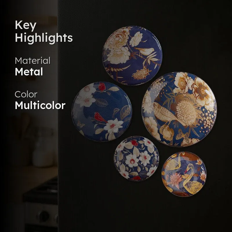 Abstract Art Round Metal Fridge Magnet - Set Of Five media 2