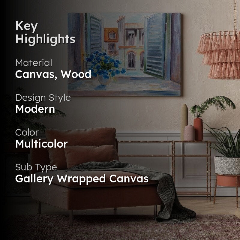 Flowers In The Balcony Canvas Painting - Gallery Wrap media 2