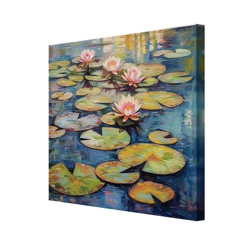 Pond Of Pink Blooms Wall Painting media 4