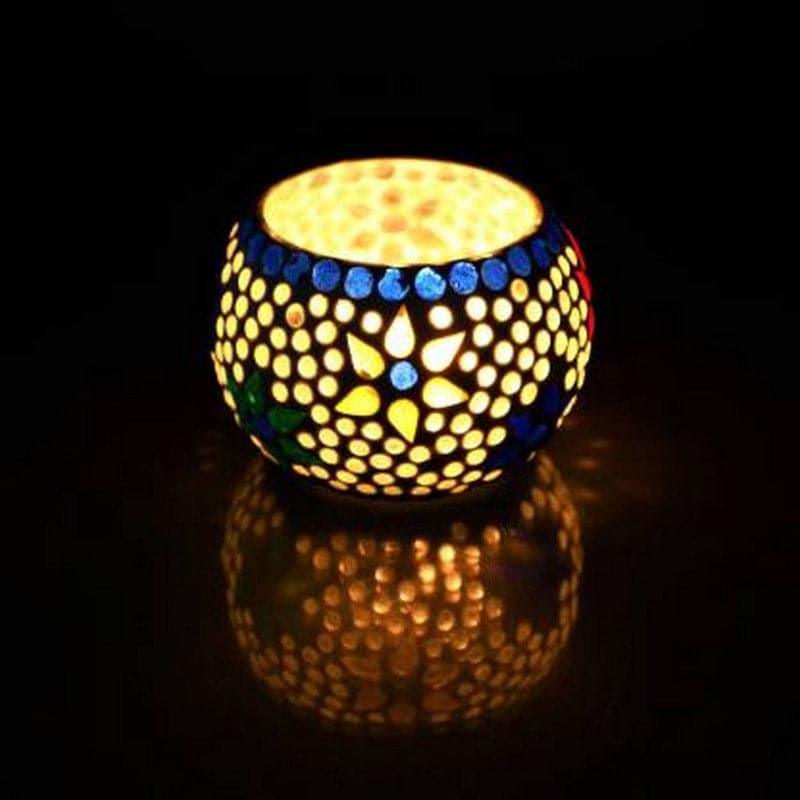 Vanya Mosaic Glass Tealight Candle Holder - Set Of Two media 3