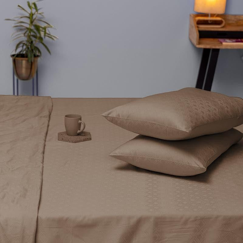 Meander Geometric Cotton Bedsheet (Beige) - 300 TC media 5