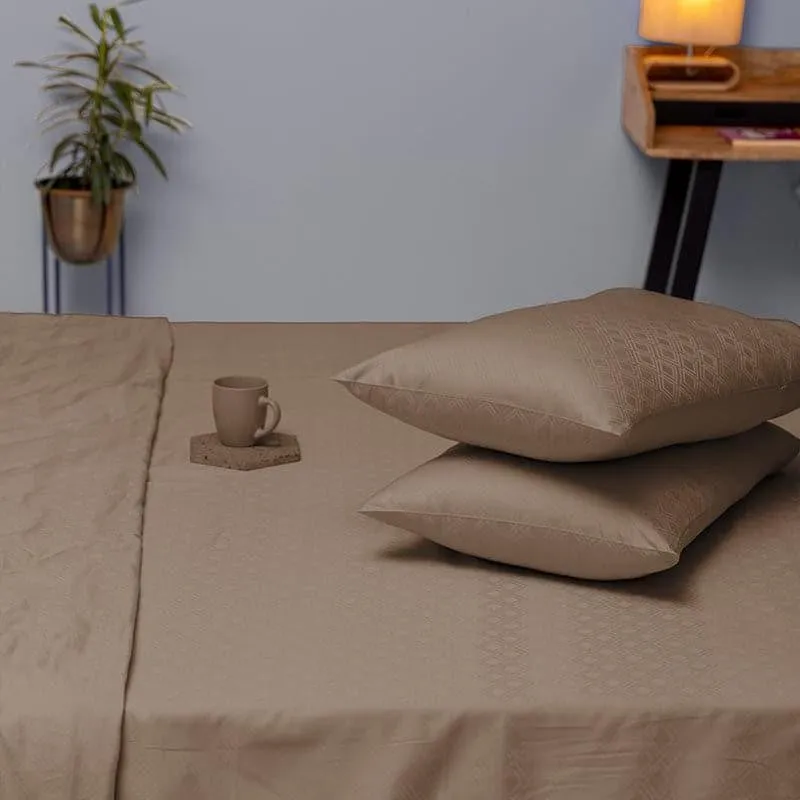 Meander Geometric Cotton Bedsheet (Beige) - 300 TC media 5