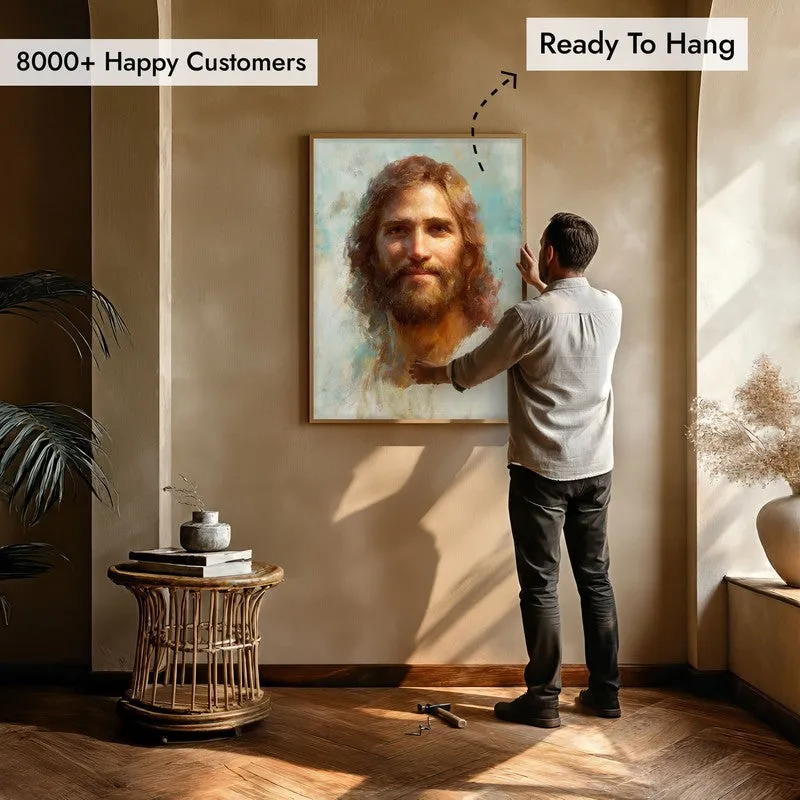 Christ the Light Archival Paper Wall Painting With Brown Frame media 5