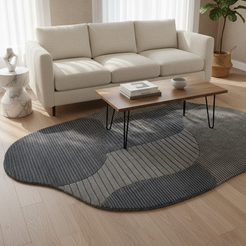 Evora Wool & Viscose Carpet - Dark Grey - 5 x 7 ft