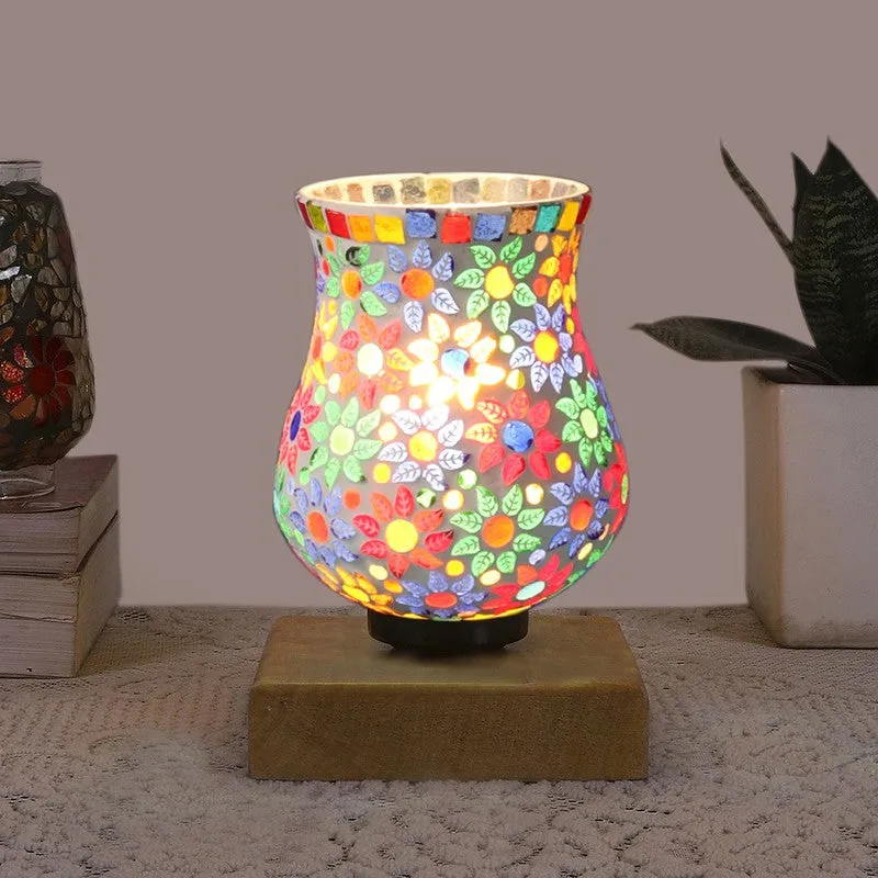 Vimora Mosaic Glass Table Lamp With Wooden Base - Multicolor media 3
