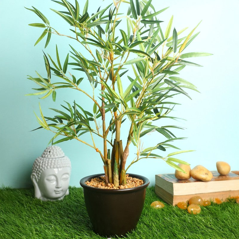 Artificial Bamboo Bonsai Plant With Ceramic Pot (White) - 1.6 Feet media 3