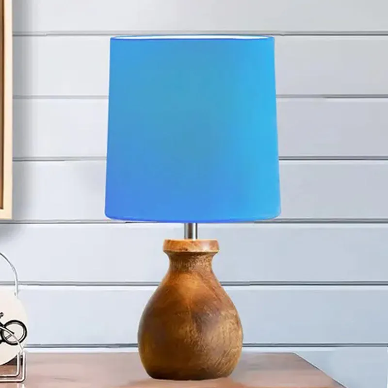 Eleera Wooden Table Lamp - Blue,Brown media 3