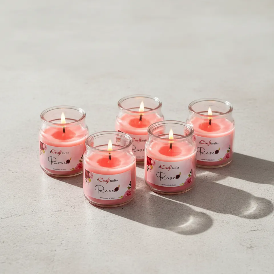 Nithya Rose Scented Jar Candle - Set Of Five media 1
