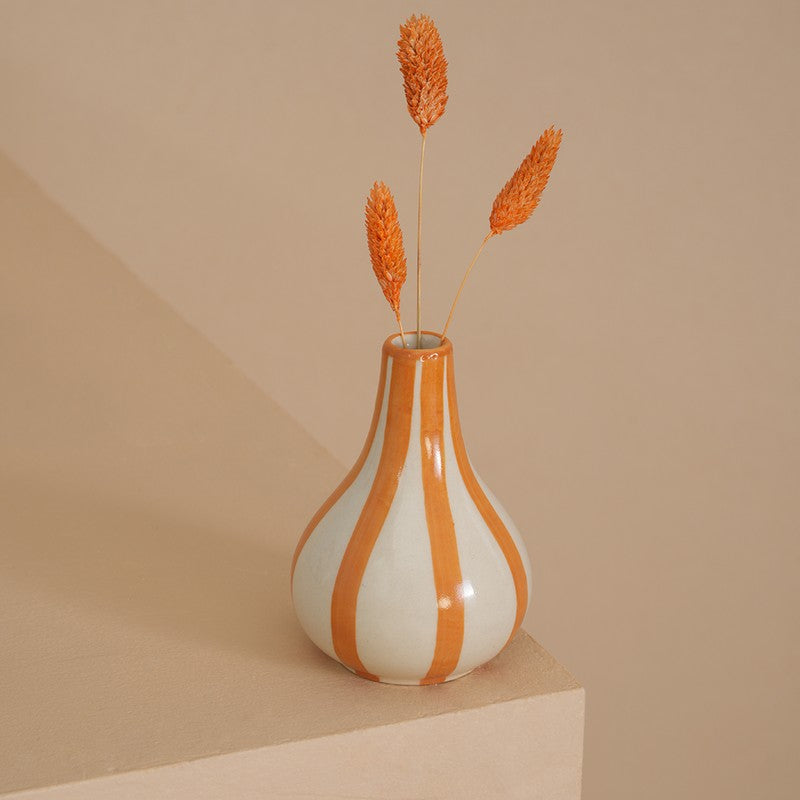 Waveon Ceramic Flower Vase - White,Orange media 4
