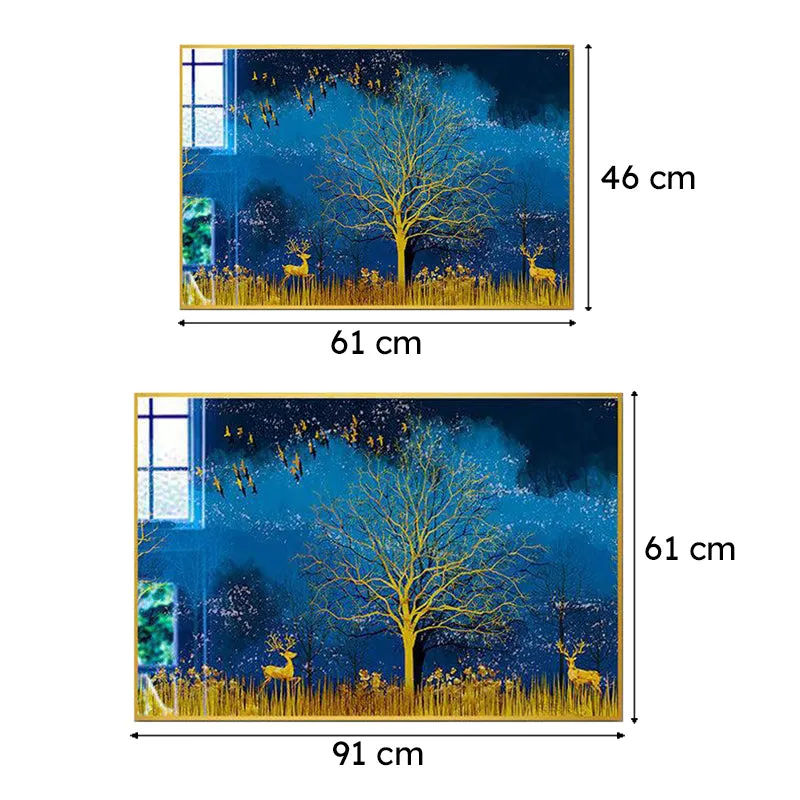 Meadow At Midnight Modern Canvas Wall Art With Frame - Gold media 6